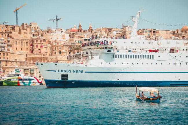 Valletta, Malta :: Logos Hope arrives in her home port. Logos Hope Vessel Port Malta